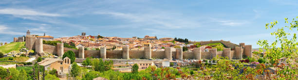 The historic town of Avila Panorama of the historic town of Avila in summer. castilla y león stock pictures, royalty-free photos & images