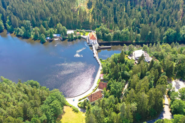 The Höllenstein lake is a reservoir in the Bavarian Forest that was created for the Höllenstein power plant stock photo