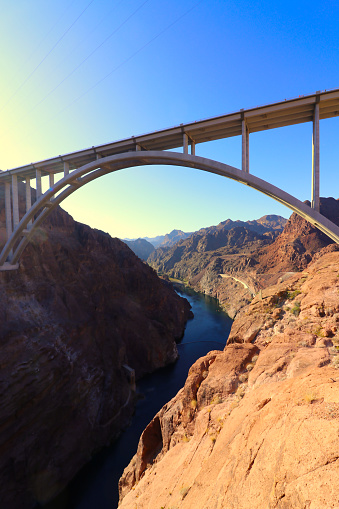 The Hoover Bridge from the Hoover Dam in Nevada.
