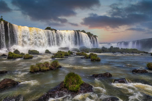 The Iguazu Falls, photographed from the Brazilian side. stock photo