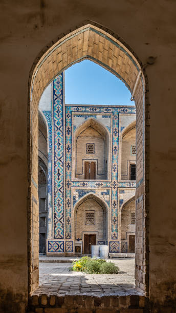 The Inside of an Uzbek Madressa in Bukhara, Uzbekistan the courtyard of a former Madressa bukhara stock pictures, royalty-free photos & images