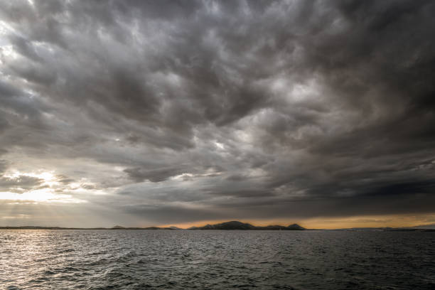 the island of murter covered with dramatic skies - tadic stockfoto's en -beelden