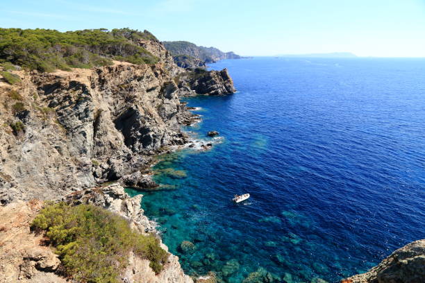 The island of Porquerolles and the calanque of the Indian stock photo