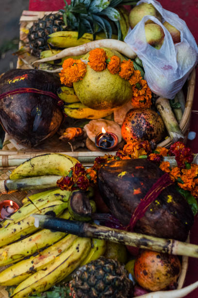 The items for Chhath Puja Fruits and other items being used to celebrate the chhath puja chhath stock pictures, royalty-free photos & images