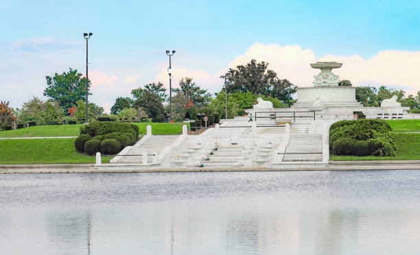 The James Scott Memorial Fountain is a monument located in Belle Isle Park stock photo