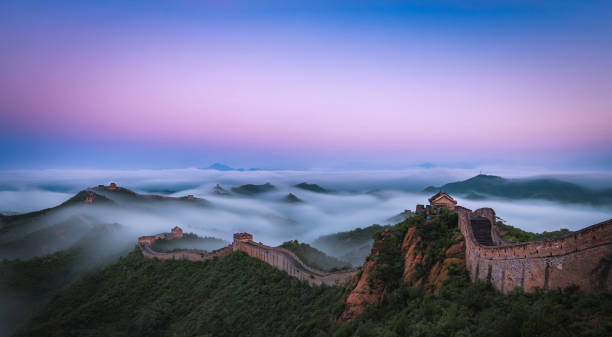 The Jingshanling Great Wall in the Seas of clouds stock photo