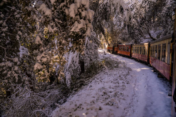 The Kalka to Shimla railway is a 2 ft 6 in (762 mm) narrow-gauge railway in North India which traverses a mostly-mountainous route from Kalka to Shimla. The Kalka to Shimla railway is a 2 ft 6 in (762 mm) narrow-gauge railway in North India which traverses a mostly-mountainous route from Kalka to Shimla. shimla stock pictures, royalty-free photos & images