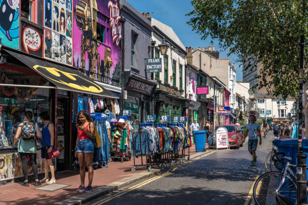 The Lanes in Brighton This is the Lanes, a shopping street popular with tourists on July 24, 2019 in Brighton brighton stock pictures, royalty-free photos & images