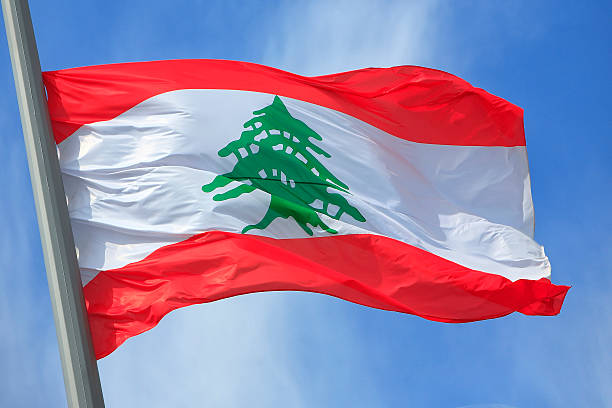The Lebanese flag The Lebanese flag against the blue sky Lebanon Flag stock pictures, royalty-free photos & images