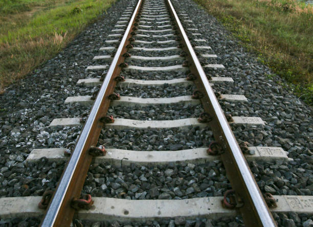 The length of the railway track. Thailand. stock photo