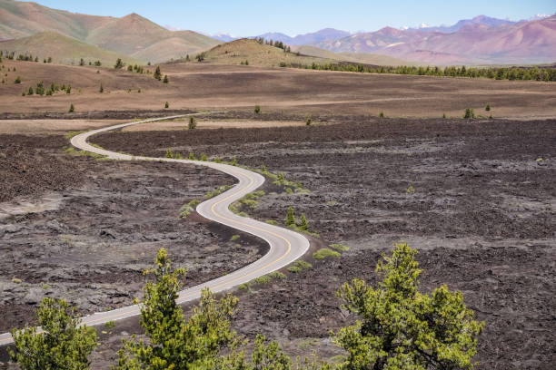 The Loop Road, Craters of the moon National park, Idaho The Loop Road, Craters of the moon National park, Idaho volcanic crater stock pictures, royalty-free photos & images