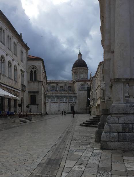 The main street in Old Town Dubrovnik stock photo