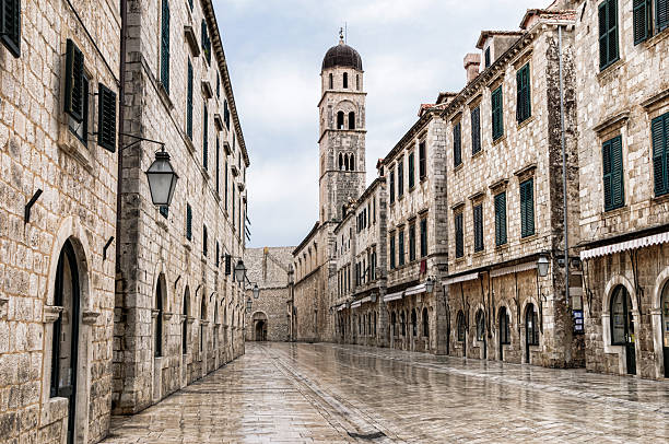 The main street located in the town of Dubrovnik, Croatia  stock photo