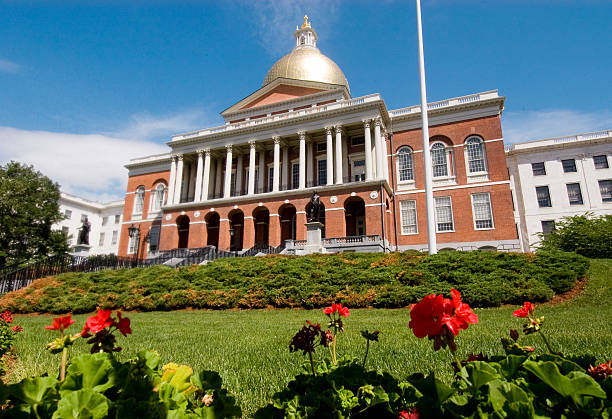 The Massachusetts States House is historical  stock photo