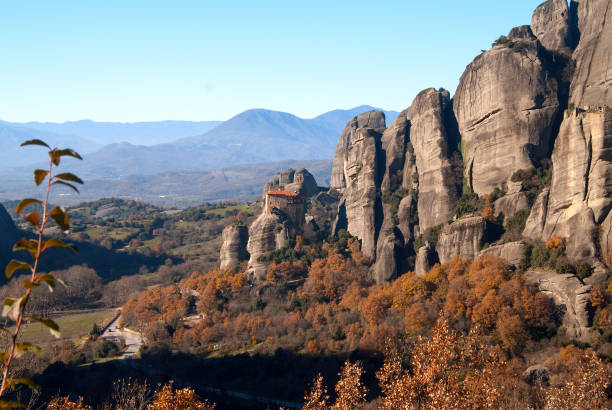 The Meteora area is on UNESCO World Heritage since 1988 stock photo