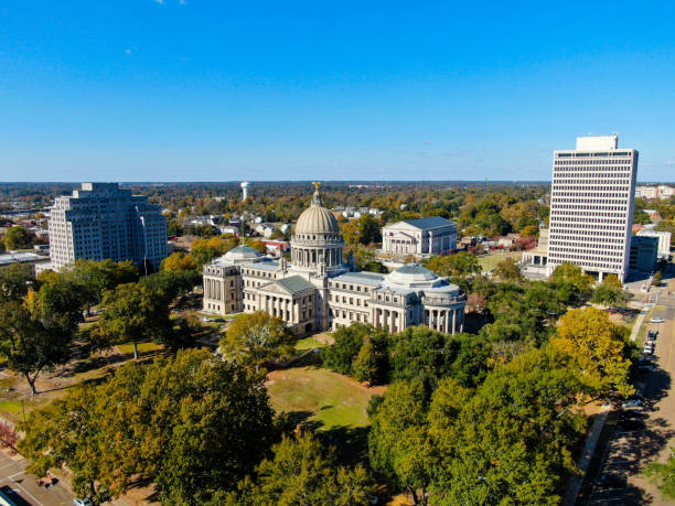 The Mississippi State Capitol Building in downtown Jackson, MS stock photo