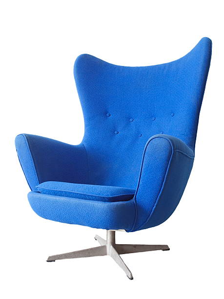 The modern blue armchair isolated on white background stock photo