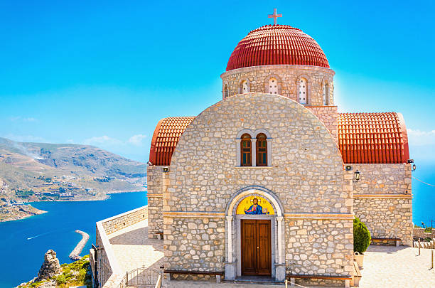 The Monastery of Agios Savvas in Kalymnos, Greece stock photo