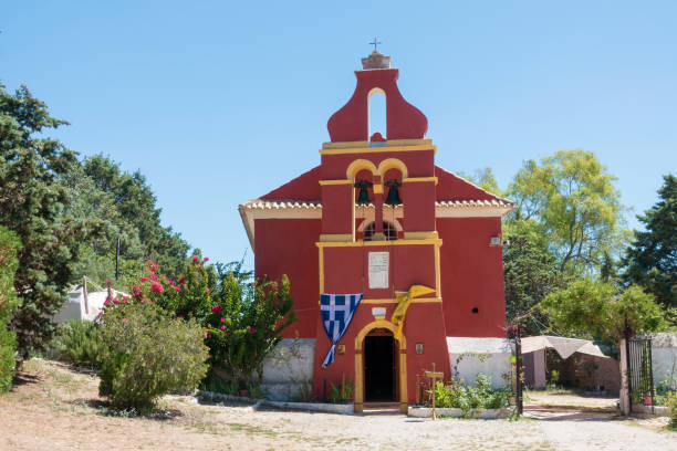 The monastery of Holy Pantokrator near Issos in Corfu Greece stock photo