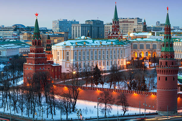The Moscow Kremlin in winter stock photo
