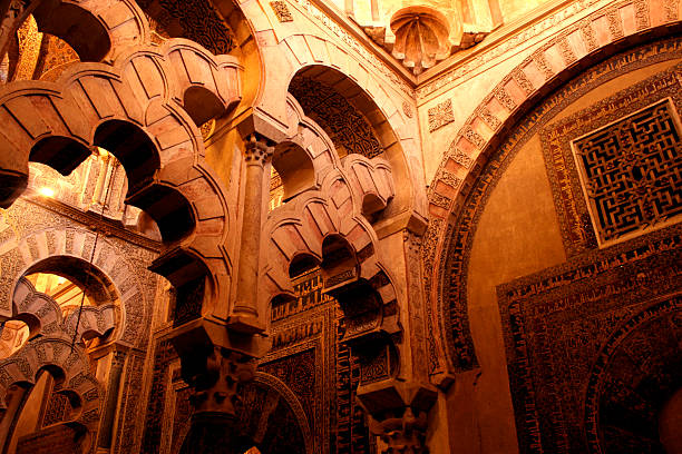 the mosque arches of la mezquita de cordoba cordoba mosque stock pictures, royalty-free photos & images