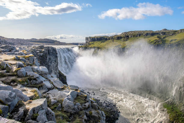 The most powerful waterfall in Europe Detifoss, north Iceland, a majestic landscape The most powerful waterfall in Europe Detifoss, north Iceland, a majestic landscape. dettifoss waterfall stock pictures, royalty-free photos & images