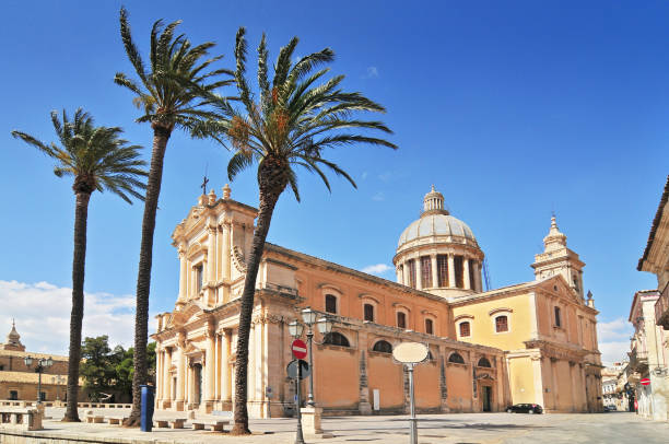 The Neoclassicist Church of the Annunziata (16th century) in Comiso Sicily, Italy. stock photo