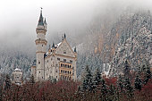 Schwangau, Germany - December 2, 2014: The Neuschwanstein Castle at winter season in the village of Hohenschwangau Germany located in Bavaria.