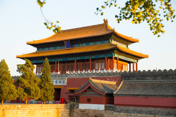 The northern gatehouse of Forbidden City, Beijing, China stock photo