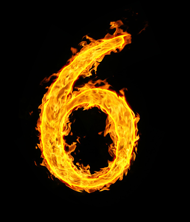 The Number 6 In A Fiery Font Over A Black Background Stock Photo ...