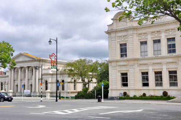 The Oamaru courthouse in the small southern coastal town of Oamaru stock photo