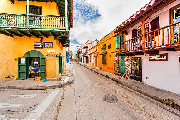 The old town of Cartagena with its unique architecture. stock photo
