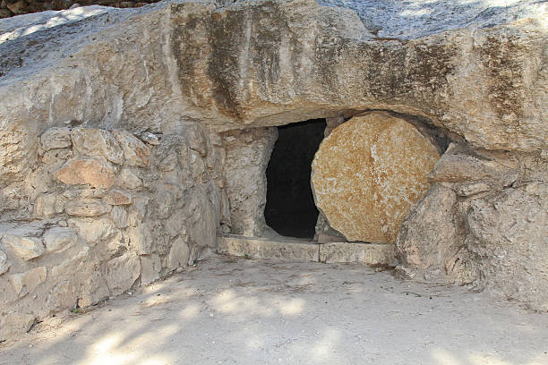 The open tomb of Jesus in Jerusalem stock photo