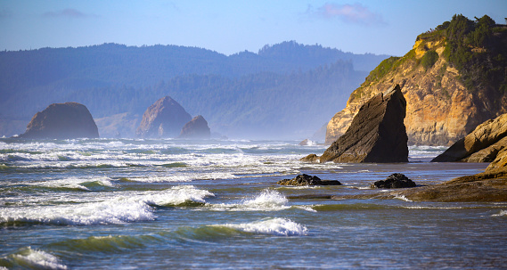 Coastline in distance, Cannon Beach, Oregon