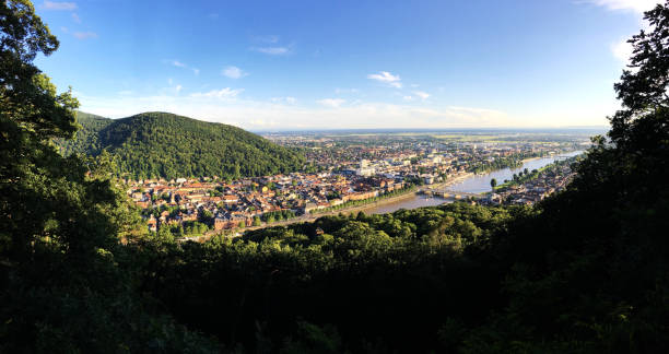 the panoramic view of new town in Heidelberg stock photo