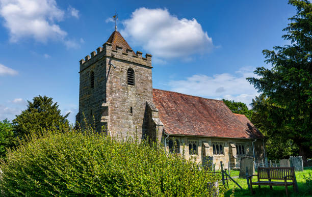 The Parish Church of St Thomas a Becket Church in Capel near Royal Tunbridge Wells in Kent, England  thomas wells stock pictures, royalty-free photos & images