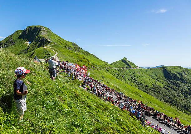 The Peloton in Mountains - Tour de France 2016 stock photo