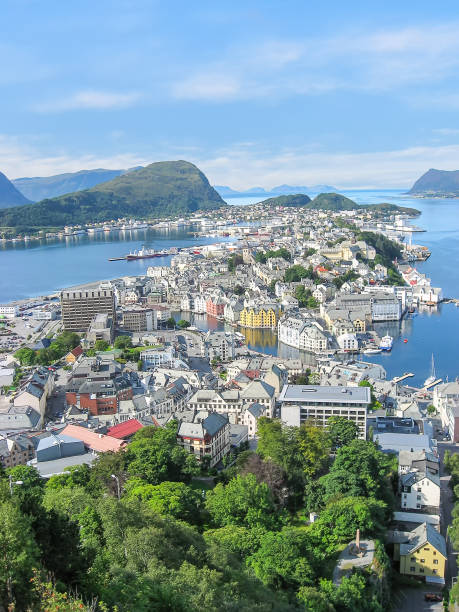 The picturesque town of Aalesund is a real gem of the west coast of Norway stock photo