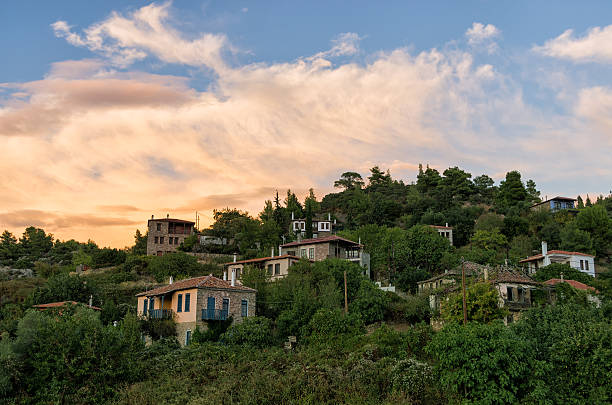 The picturesque village of Parthenonas, in Sithonia, Chalkidiki, Greece stock photo
