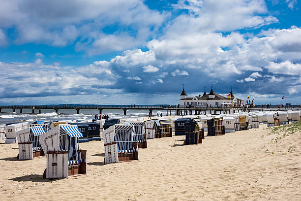 The pier in Ahlbeck on the island Usedom stock photo