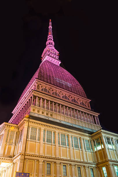 The pink Mole Antonelliana, Turin stock photo