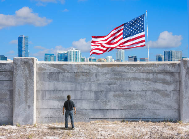 The possible wall between the United States of America and Mexico and Canada stock photo