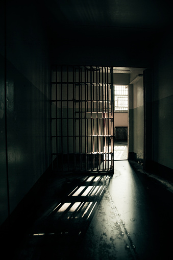 Prison cell in Alcatraz seen form the inside