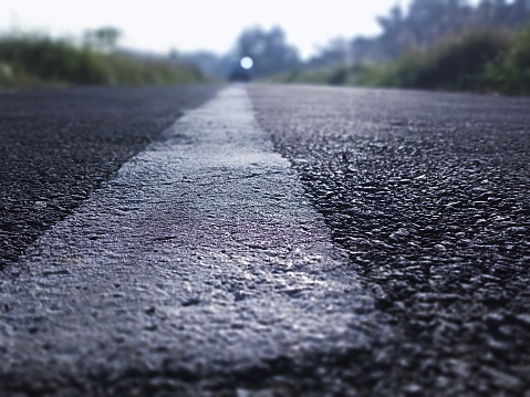 one way road asphalt view