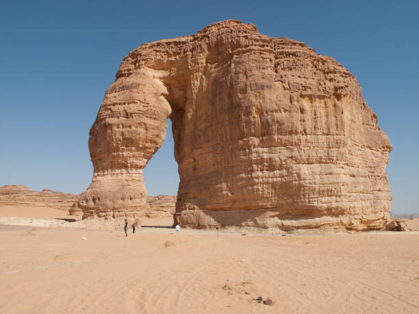 The rock formation known as the Elephant Rock in Al Ula, Saudi Arabia (KSA). stock photo