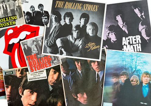 Gothenburg, Sweden - September 26, 2015:  The Rolling Stones are an English rock band formed in London in 1962. This image shows some of their vinyl record covers from the sixties.