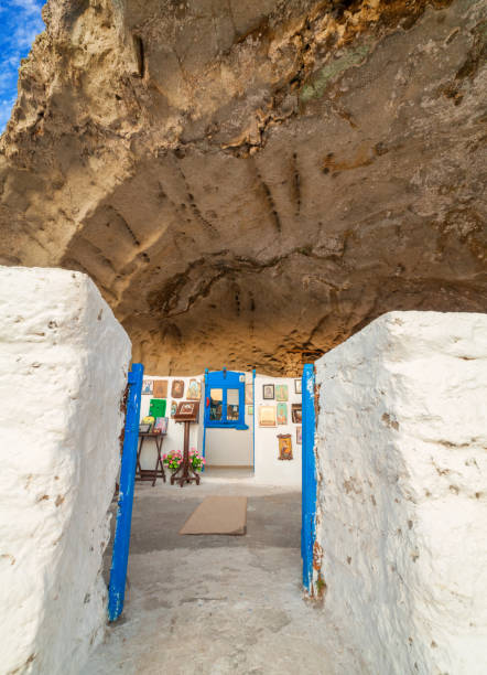 The roofless church of Panagia Kakaviotissa in Lemnos island, Greece stock photo