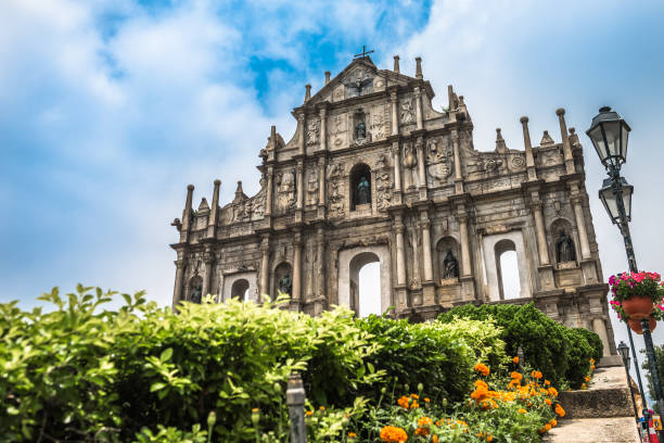 The Ruins of St. Paul's in Macau, China. stock photo