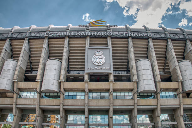 The Santiago Bernabeu stadium, Madrid Madrid, Spain - June 21, 2019: The Santiago Bernabeu stadium is where the famous Real Madrid team plays football Real Madrid stock pictures, royalty-free photos & images