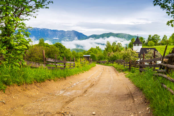 The scene on the mountain villages of the Bucegi Mountains The scene on the mountain villages of the Bucegi Mountains, located in Romania. bucegi mountains stock pictures, royalty-free photos & images